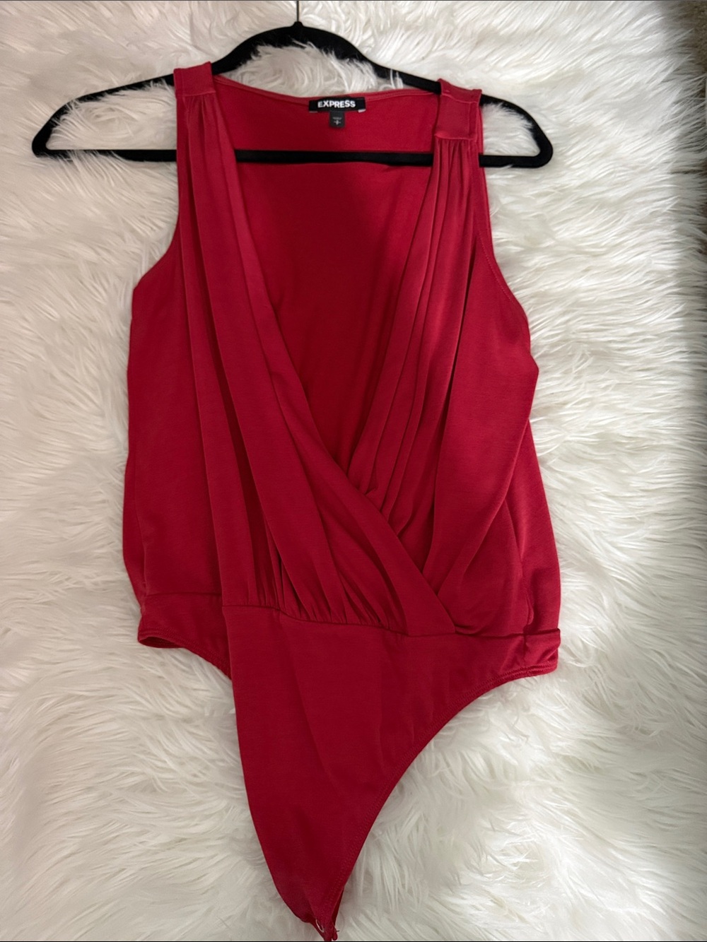 Express Women's Orange/Red Surplice Bodysuit